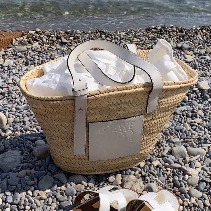 Lowie raffia beach bag white